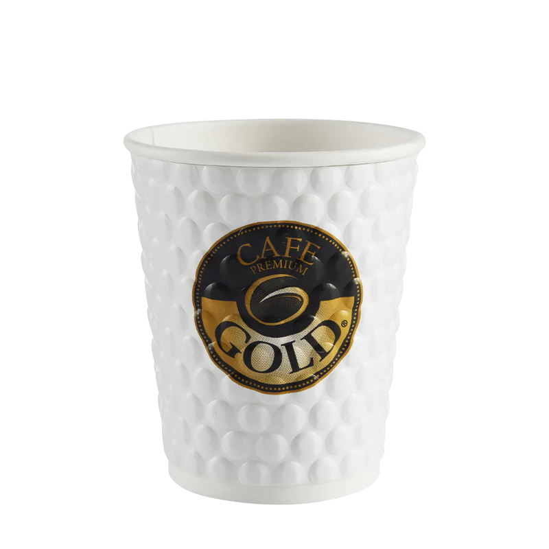 12oz embosovaný horký papírový kelímek bez plastu